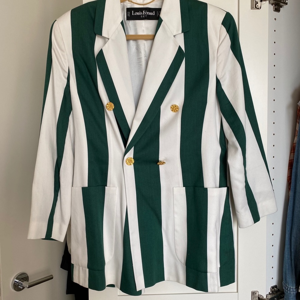 Vintage striped blazer with gold buttons